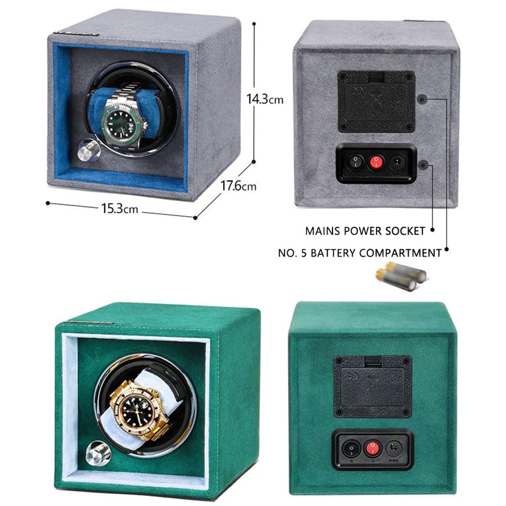Carica Orologi Automatici, Scatola del Tempo Ultra Silenzioso 10dB Blue | Selettore Rotante Pelle Scamosciata Resistente Ai Graffi Luce Led