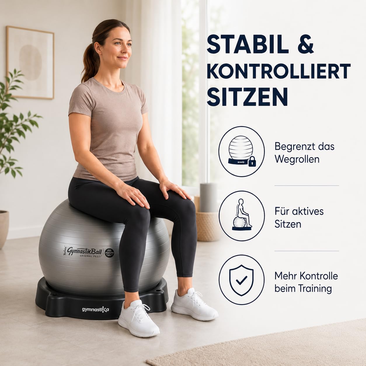 Oryginalna piłka gimnastyczna Pezzi MAXAFE kompletny zestaw, czarna, 75 cm