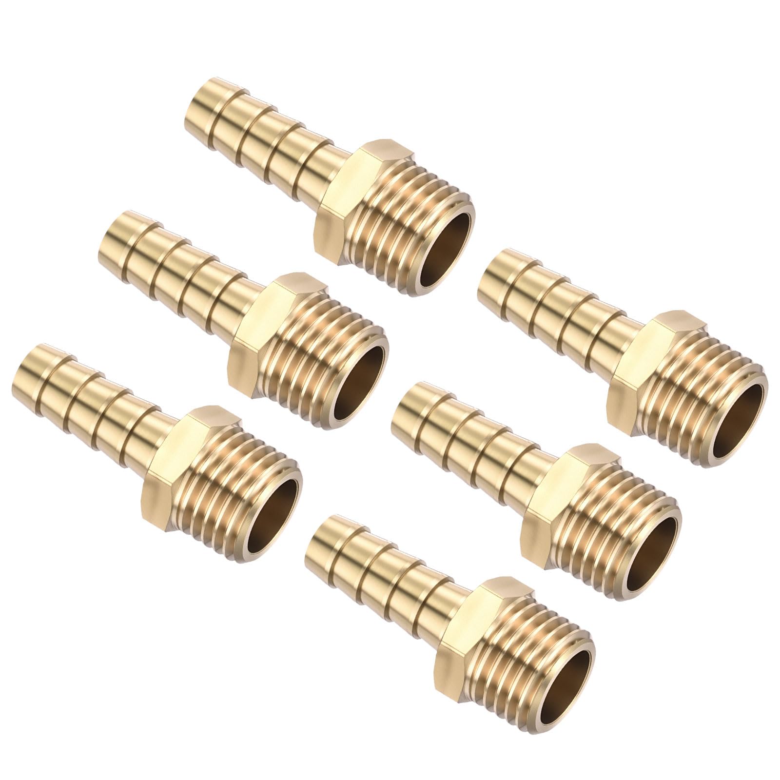 Kozelo 6pcs Brass Hose Barb Fittings 8mm Hose Barb to M14x1.5mm Male