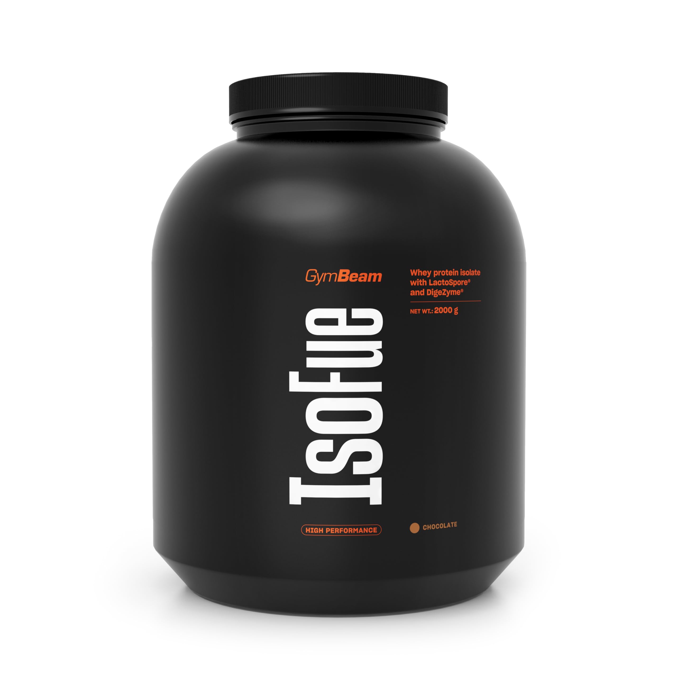 GymBeam IsoFue - Isolato di Siero di Latte Volactive® con Alto Contenuto Proteico, Assorbimento Rapido, Enzimi DigeZyme®, Calcio e Vitamina D – Qualità Premium Post-Workout (2000 g, Cioccolato)