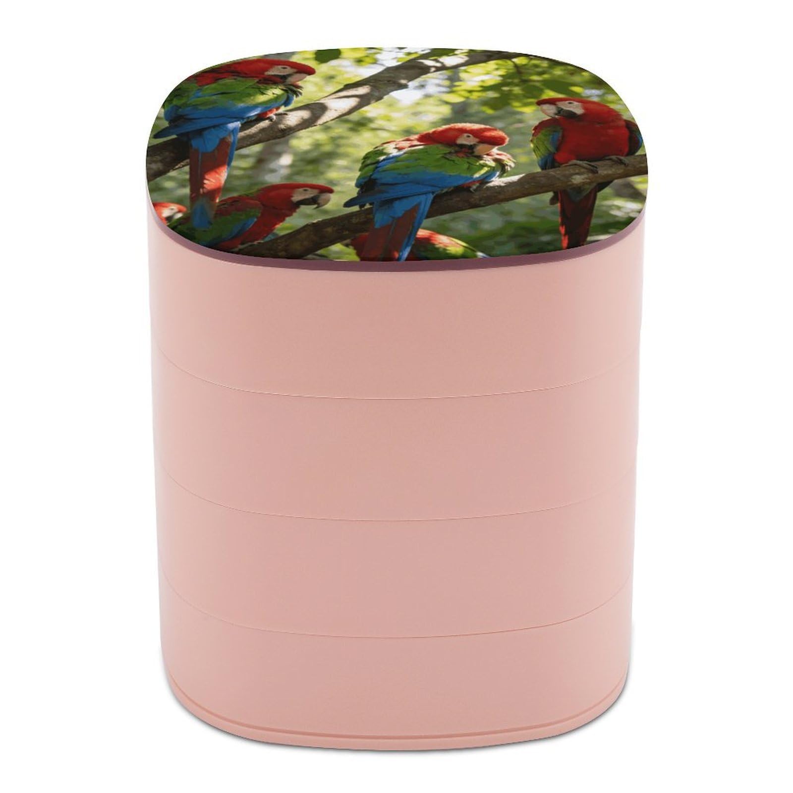 LZQPOEAS Birdsong in The Forest Jewelry Box Women Jewelry Organizer Travel Jewelry Case Cute Necklace Ring Storage Organizer 4-Layer Rotating Jewelry Tray Case with Mirror for Bracelets