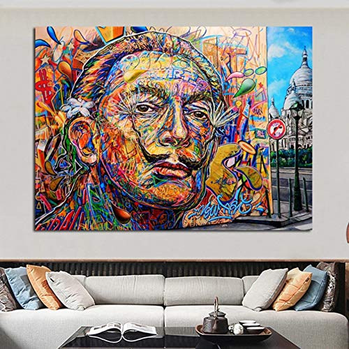 QAZEDC Pintura Mural Colorido Retrato Pintura al óleo Graffiti Pared Arte Lienzo Carteles e impresión decoración del hogar Cover