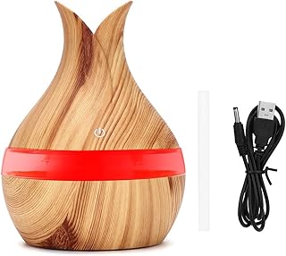 Valentine's Day Diffuseur d'huiles essentielles 300 ml Humidificateur d'air avec 7 couleurs de grain de bois clair pour petite amie
