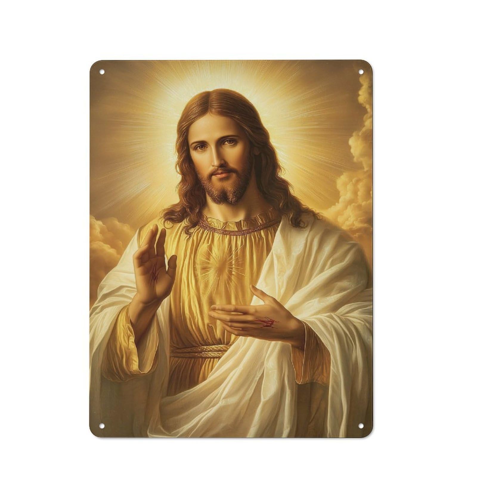 Vintage Jesus Christ Metal Plaque 40x30cm, Bistro Wall Plaque for Coffee Bar, Kitchen, Bistro Or Tea Corner