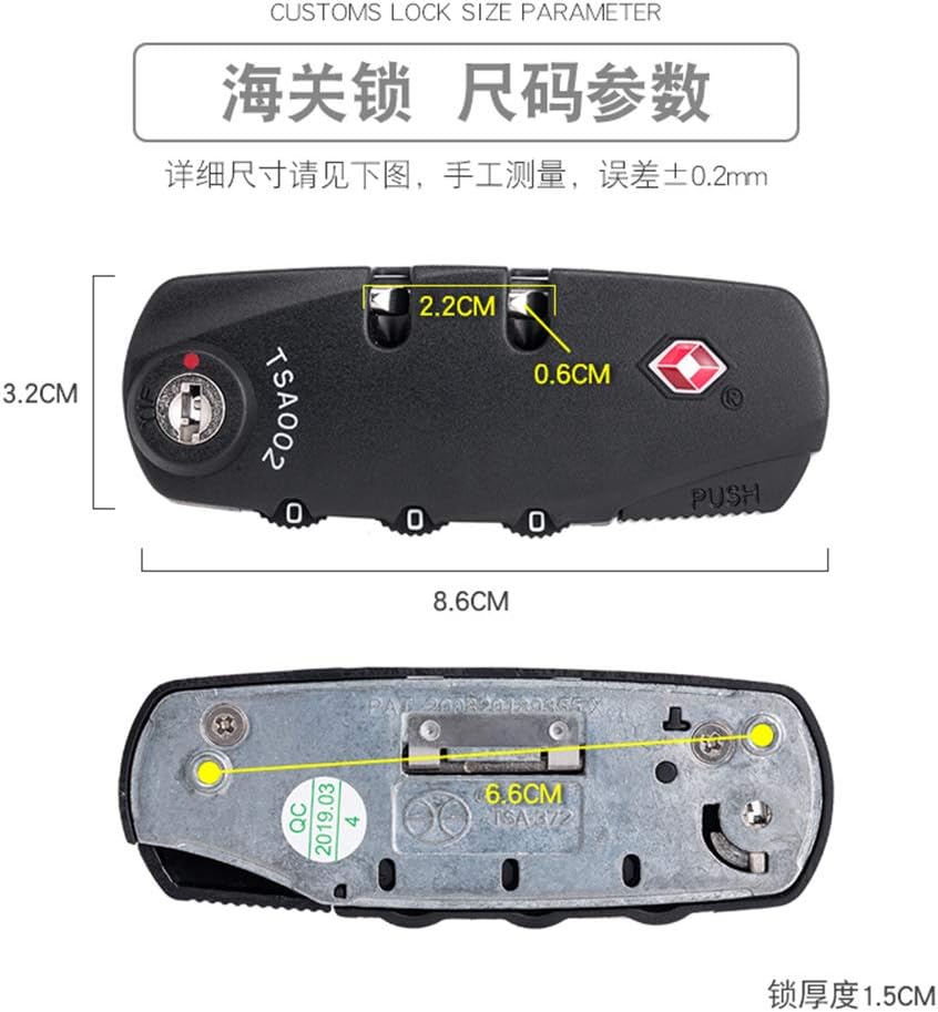 Suitcase Lock,Combination Lock, Set of A Pair S008# Type Password Lock Replacement suitcases/Luggage Lock for Suitcase Pull Rod Box Trunk Box DIY(Black)