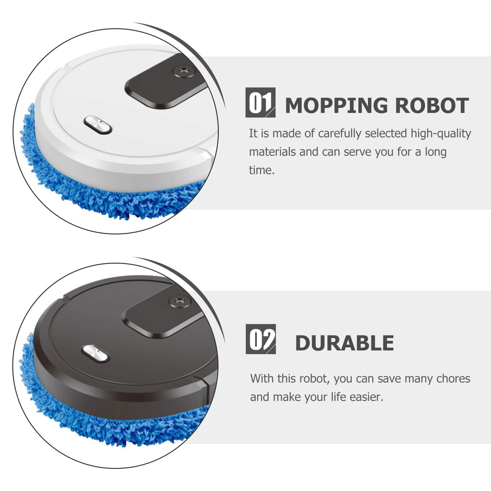 PRETYZOOM Robot Limpiador de Pisos Inteligente Función de Fregado Giratorio y Humidificación Hogar, Batería de 1500mah y Diseño en Plástico Duradero Color Aleatorio