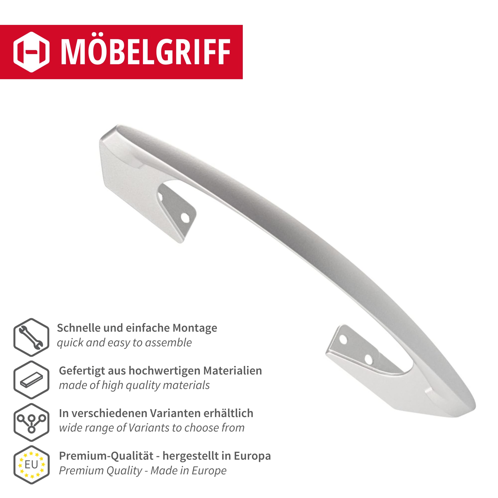 Gedotec Poignées De Meubles En Métal De Haute Qualité | SOMANA | 1 Pièce - Poignées De Meubles Argent Anodisé Mat | Poignées D'armoires Dimensions : 60 X 213 Mm