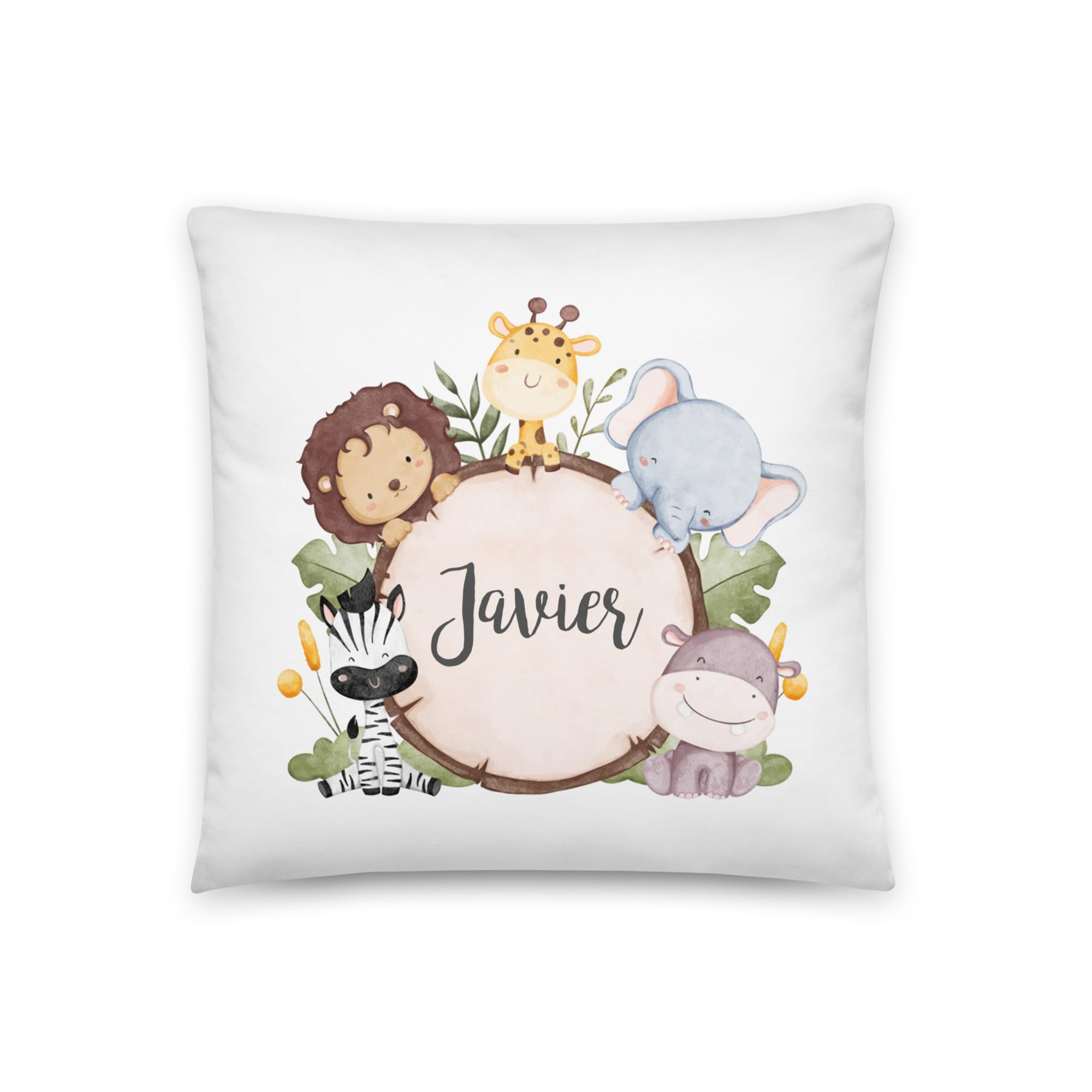 Kembilove Cojines Infantiles – Cojin Personalizado con Nombre – Regalos cumpleaños niños Colegio – Guarderia Regalos – Almohada niños 40X40 CM - Animales