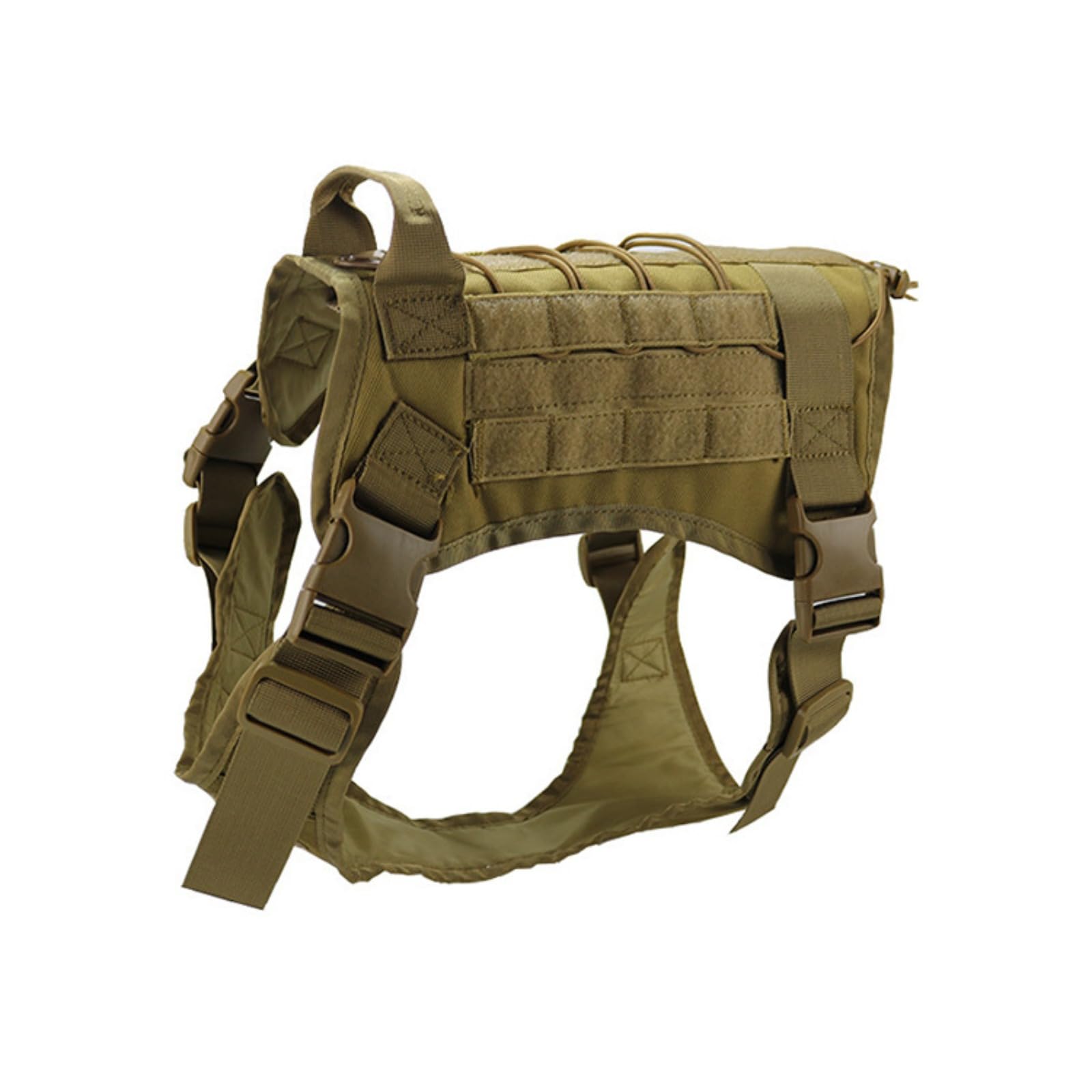 Pettorina Tattica for Cani, Mimetica, in Nylon, di Grandi Dimensioni, Regolabile, Anti-tiro, con Pannelli Molle e Loop /1057(Khaki Color,XL)