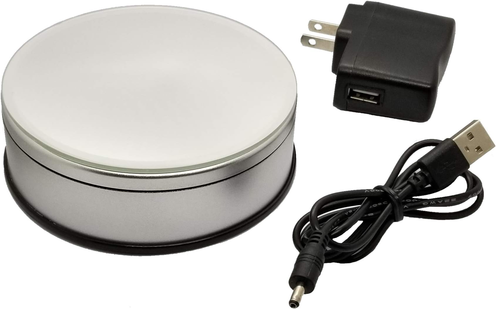 Motorized Turntable Stand with Acrylic Glass Top Mirror | Rotating Display Stand - Use USB Cord w/Plug Adapter Included or 3 AA Batteries (not Included)