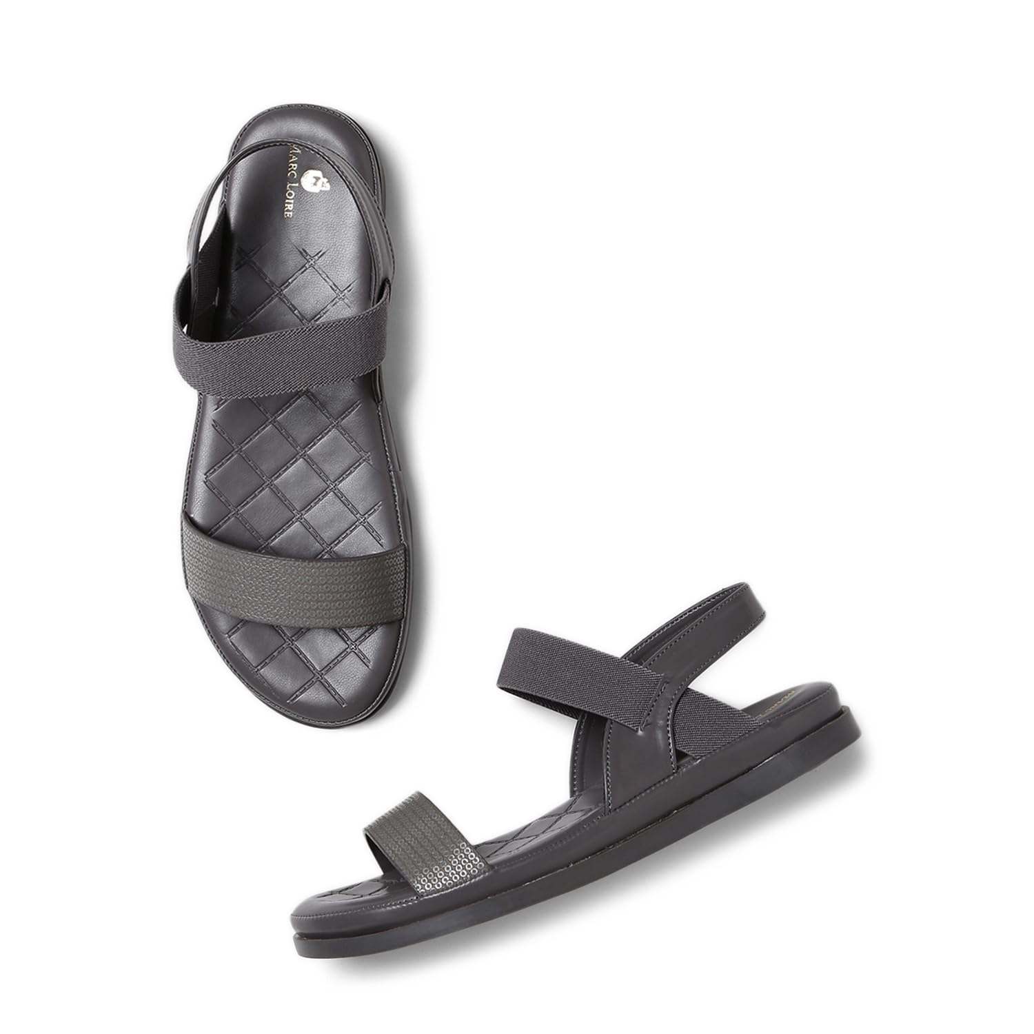 Marc Loire Womens Open Toe Strap Flats (Dark Grey, 3) (B0CVQLSM5G) Amazon Price History, Amazon Price Tracker