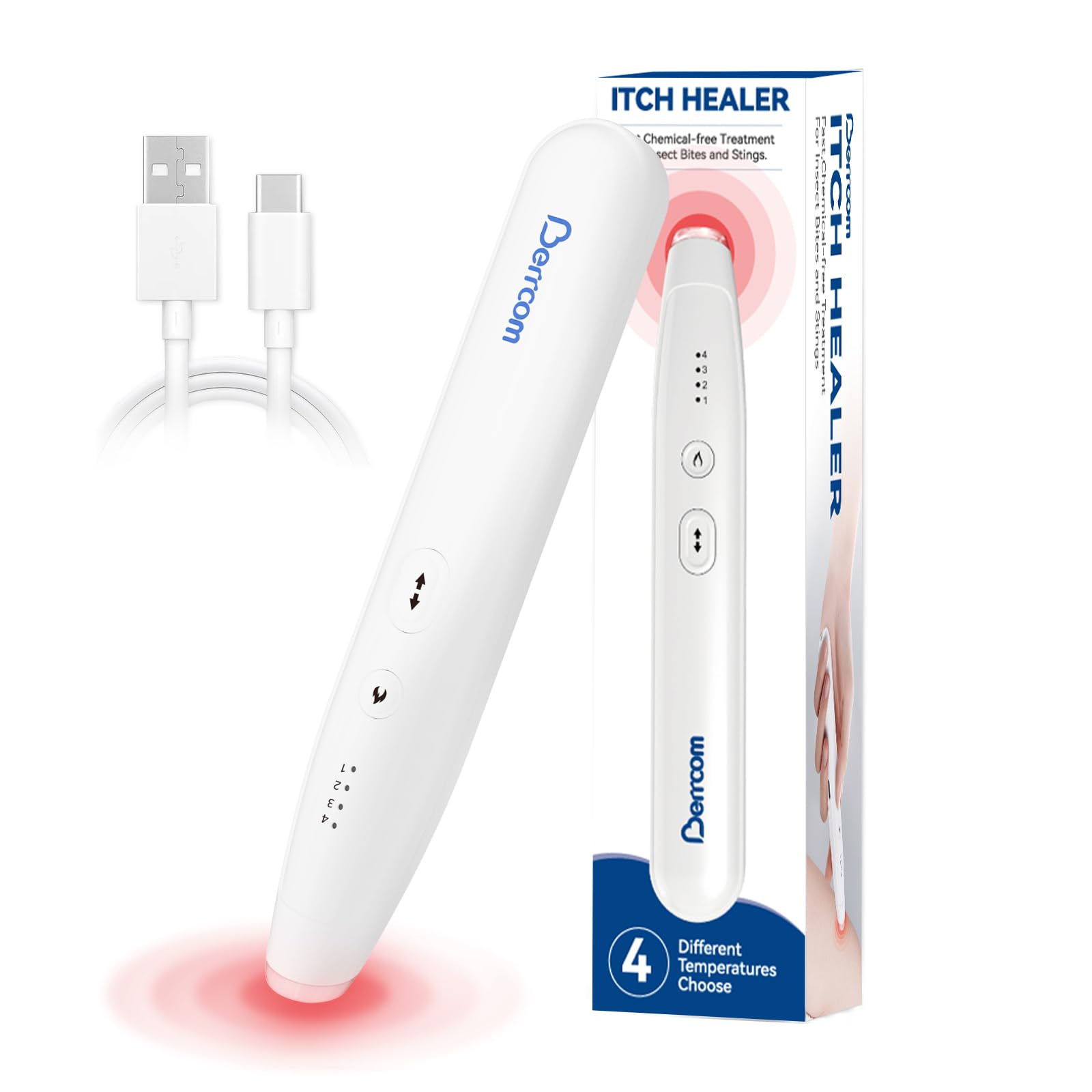 Insect Sting and Bite Relief, Chemical-Free Treatment of Insect Bites for Symptom Relief from Itching and Swelling, Rechargeable Bug Bite Healer for Mosquito Bites