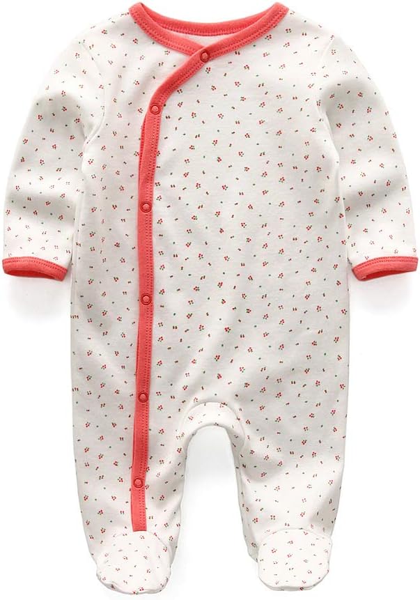 MAMIMAKA Baby Boys Girls Footies One-Piece Romper Long-Sleeve Jumsuit Cotton Newborn Clothes Set 3-Pack Baby Pajamas