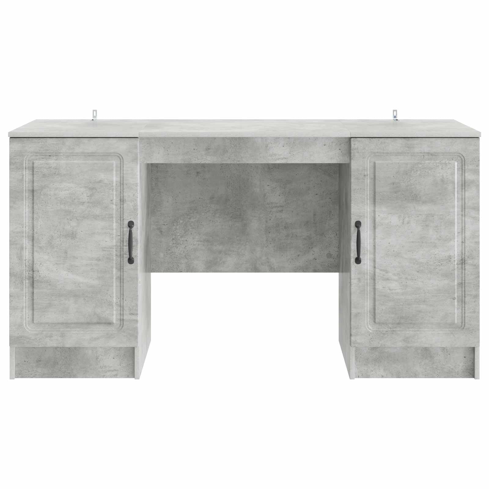 Scrivania con Libreria Grigio Cemento 142,5x50x75 cm | Mobile porta PC salvaspazio per studio e ufficio con quattro ante e ripiani interni per organizzare documenti.