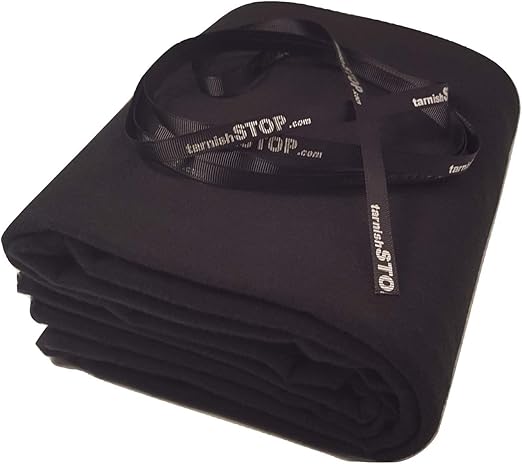 Save 7.00 | Tarnish Stop | USA Made | Luxury Anti-Tarnish Prevention Silver Cloth Storage | Fabric by The Yard, 2 Yard x 58" Wide + Logo Ribbon - for Silverware Wrap & Drawer Liner | Tuxedo Black