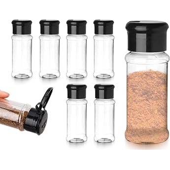 Pack of 6 Spice Shakers Plastic Spice Jars Empty Spice Jars Transparent Spice Containers Spice Jar Containers Small Spice Box Storage Jars Spice Jar with Lid 100 ml