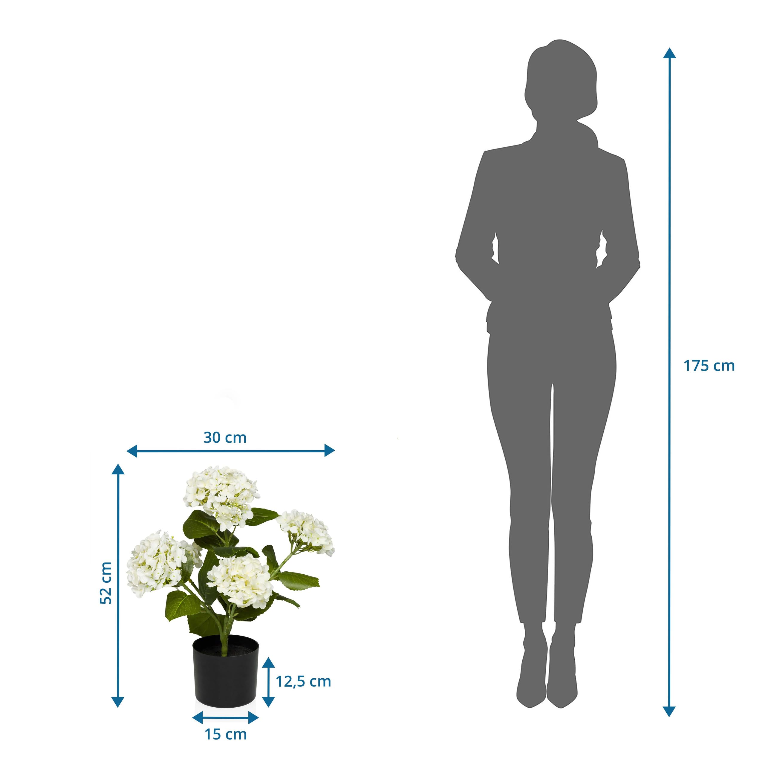 hjh OFFICE Sztuczny kwiat w doniczce 52 cm hortensja dekoracyjna roślina hortensja krzew, sztuczna hortensja dekoracyjny kwiat