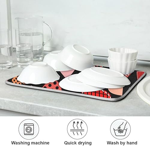 Miniatura 7 de Tapete de secado de platos negro con diseño de corazón de amor para el día de San Valentín, tapete de secado de microfibra absorbente reversible