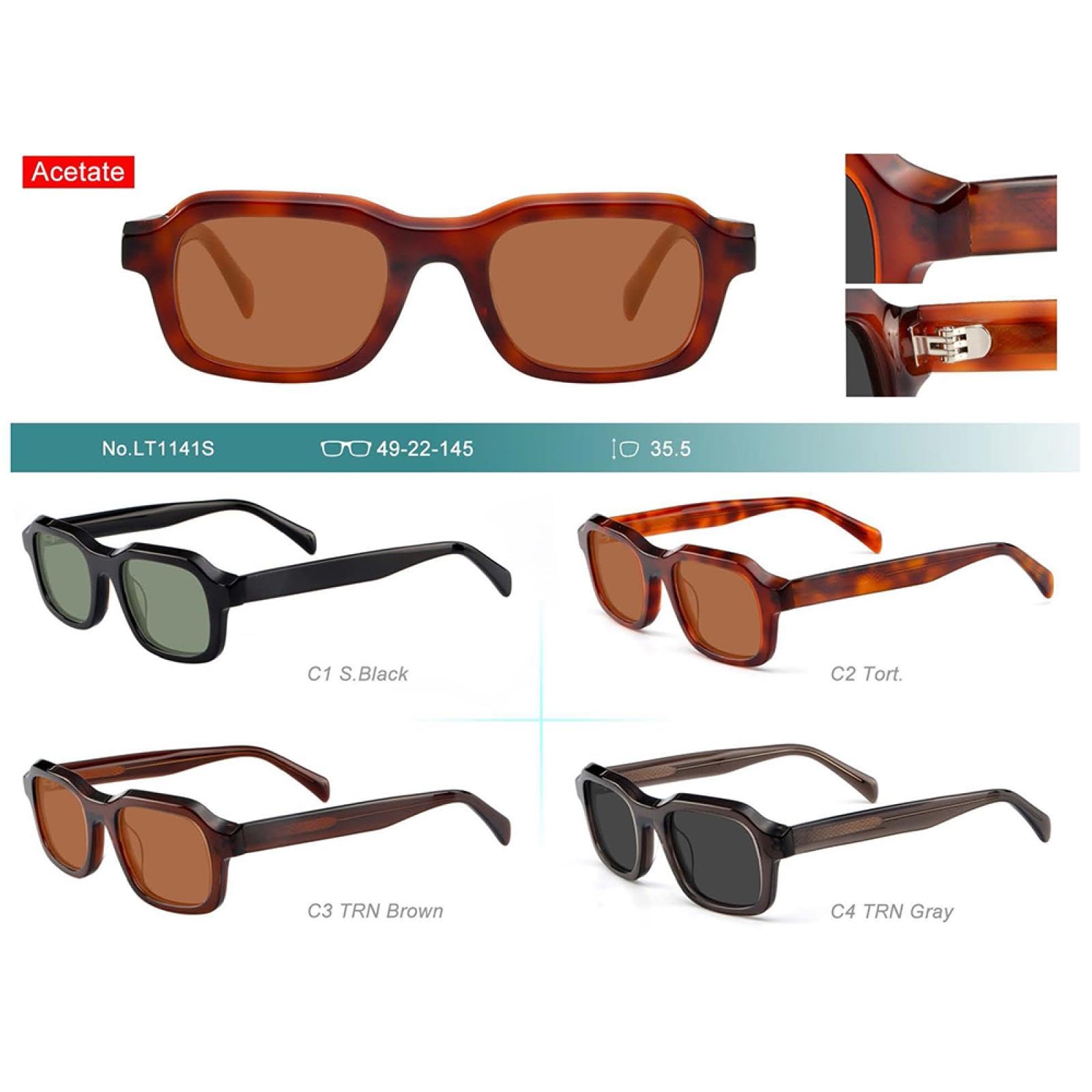 Gafas de sol de acetato para mujer y hombre, estilo steampunk, pequeñas, polarizadas, UV400.