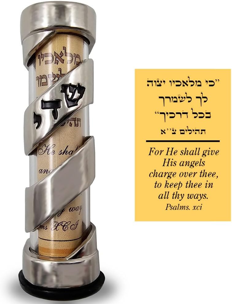 TALISMAN4U Protection CAR MEZUZAH with Travelers Prayer Scroll Hebrew Shadai Spiral Design Jewish Mezuza from Israel Jerusalem Art Judaica Gift