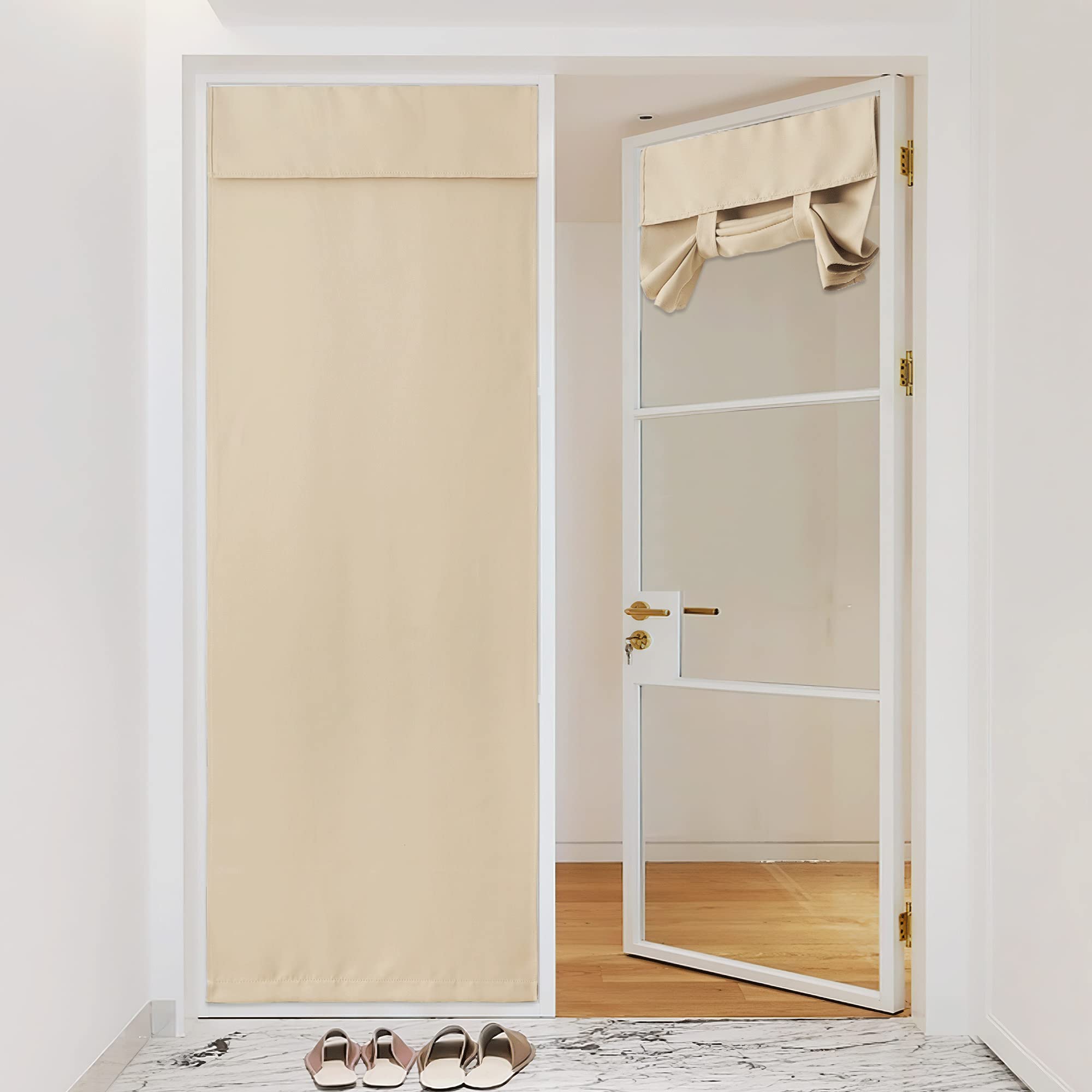 NICETOWN Door Curtain 80 inches Length, Room Darkening Privacy Doorway Drapes Trica Door Curtain Thermal Insulated Door Shades for Bedroom Kitchen, W42 x L80 inch, Biscotti Beige, 1 Panel