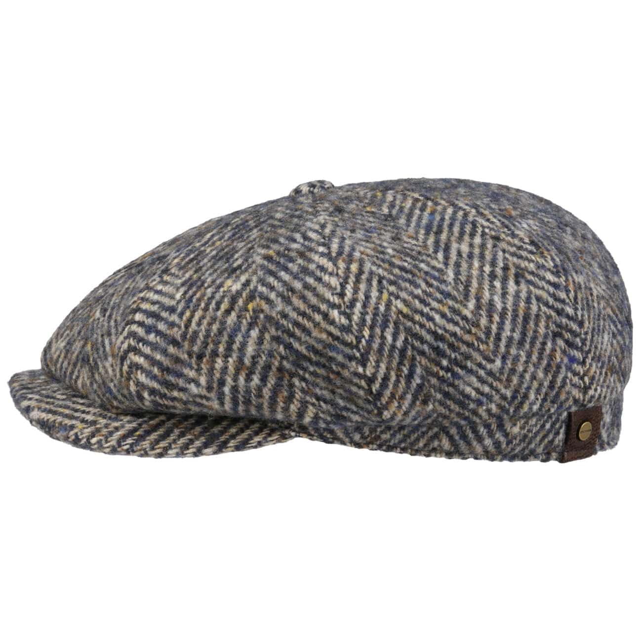 Stetson Hatteras Cap Made in EU Herringbone Tweed Flatcap 100% Virgin Wool Unisex Summer Winter Beige