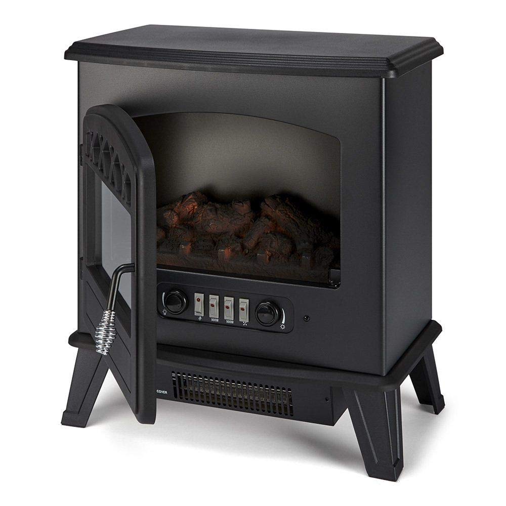 Power Way Electric Stove Fan Heater Flame Effect Log Wood Burner