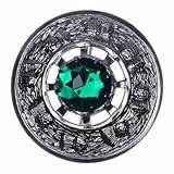 Coral Green Plaid Thistles Brosche Stone Rock-Made in EU