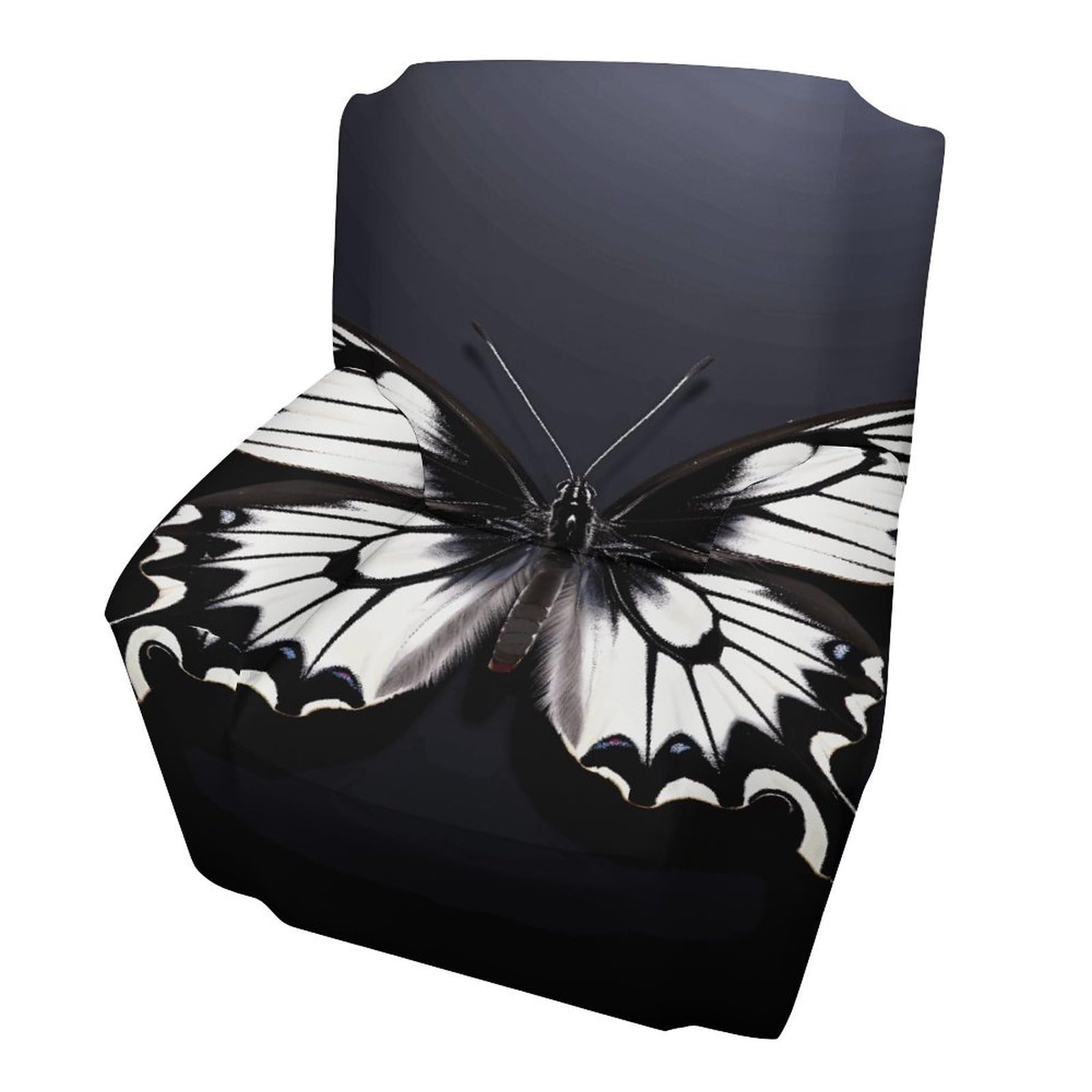Housse de canapé extensible motif papillon noir et blanc 81,3-119,4 cm