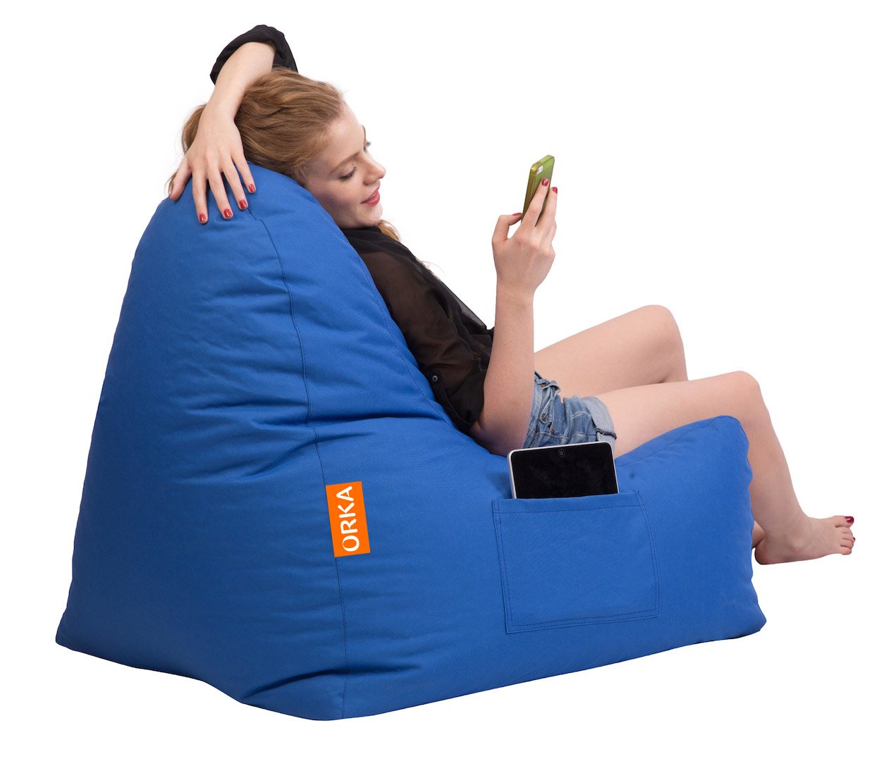 ORKA Classic XXXL Denier Fabric Triangle Bean Bag Chair Filled with