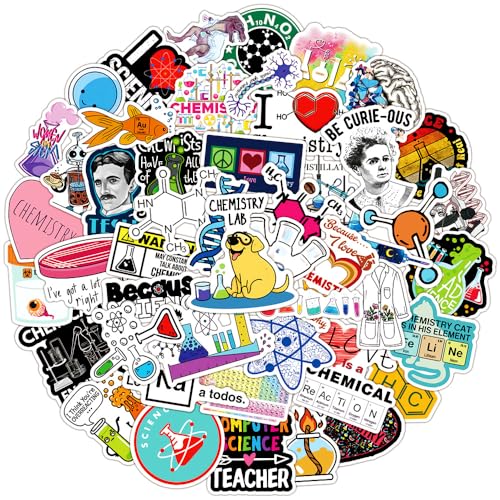Pegatinas de Laboratorio de Química,50 Piezas Impermeable Vinilo