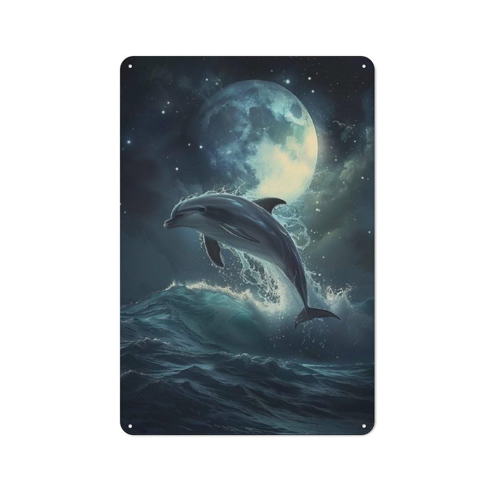 Outdoor Room Shed Metal Sign 30x20cm Featuring Dolphin Fantasy Cosmic, Shed Wall Decor for Shed, Garden Room, Porch Or Garage