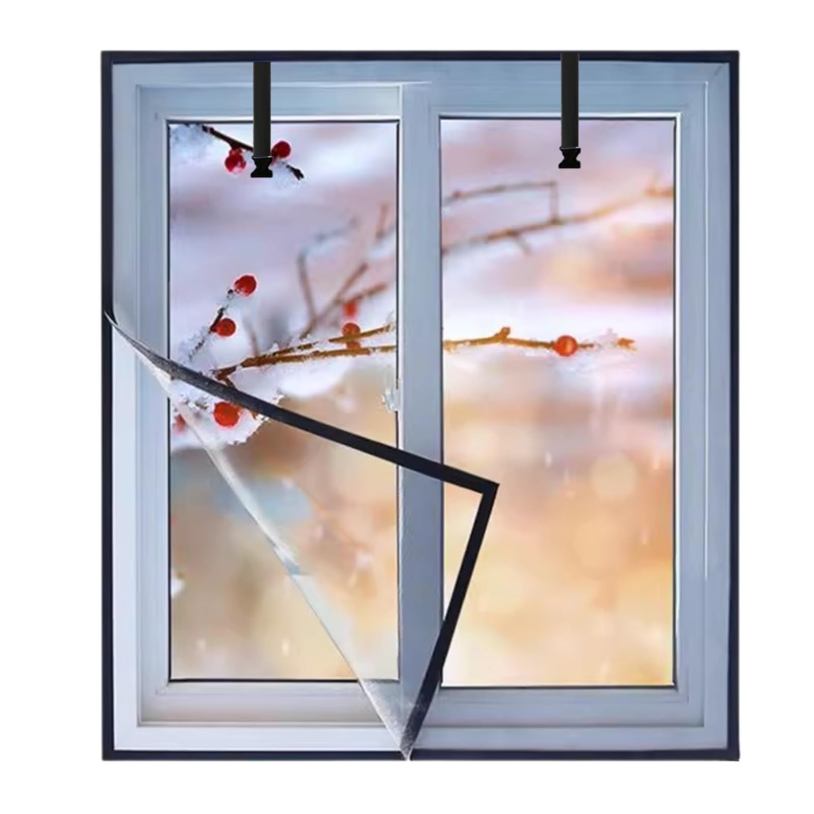 Window Insulation Kit Max 300 90 120 160 180cm, Thermal Window Insulation Cover for Winterizing, Transparent Thermal Seal Kit with Buckles Insulated Window Protection Film(85x120cm)