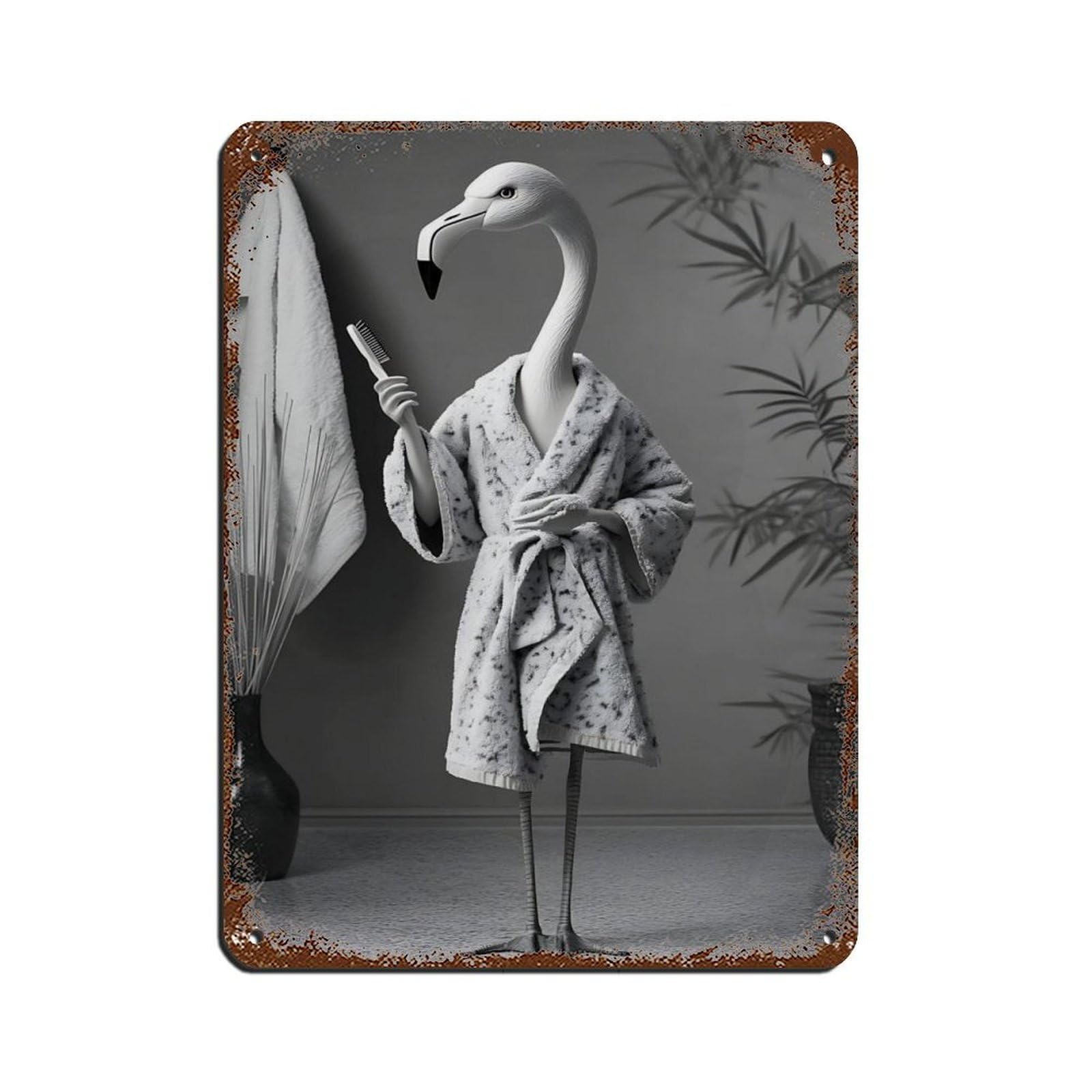 Lxwnze 30L X 40W Cm Flamingo, Bathroom Decor (2) Tin Sign Vintage Metal Pub Club Cafe Bar Home Wall Art Decoration Poster Retro 12X16inch(30X40cm)