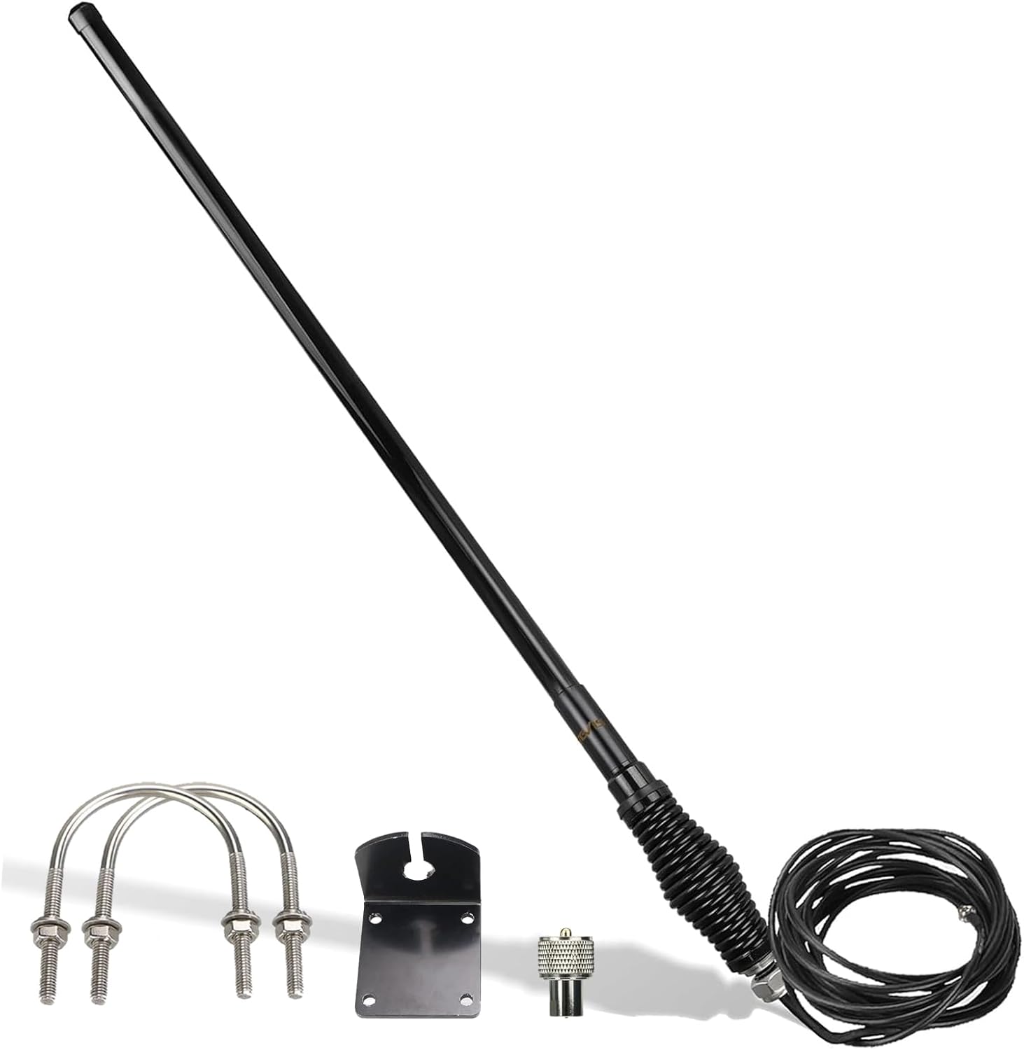 Retevis GMRS Mobile Antenna, Heavy Duty Fiberglass GMRS Antenna, 6.5dB 462-467MHz, Spring Base with 16ft RG-58U Coaxial Cable, Compatible with Midland Radio Retevis RT97 RA86(1Pack)