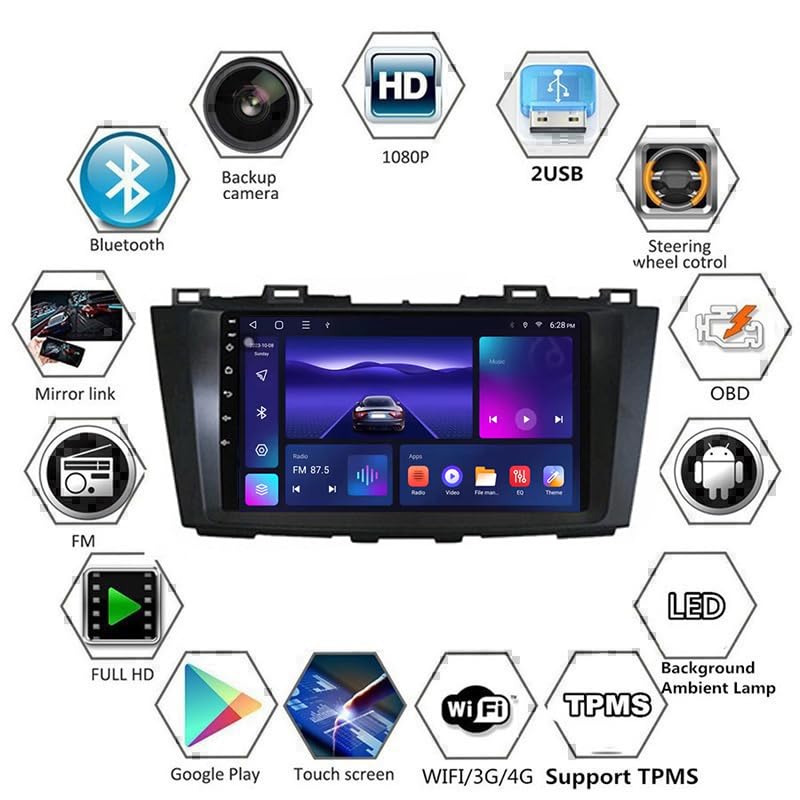 Car Stereo para Mazda 5 3 CW 2010-2015 Android 15 de 9 Pulgadas GPS WiFi 2G+32G 8