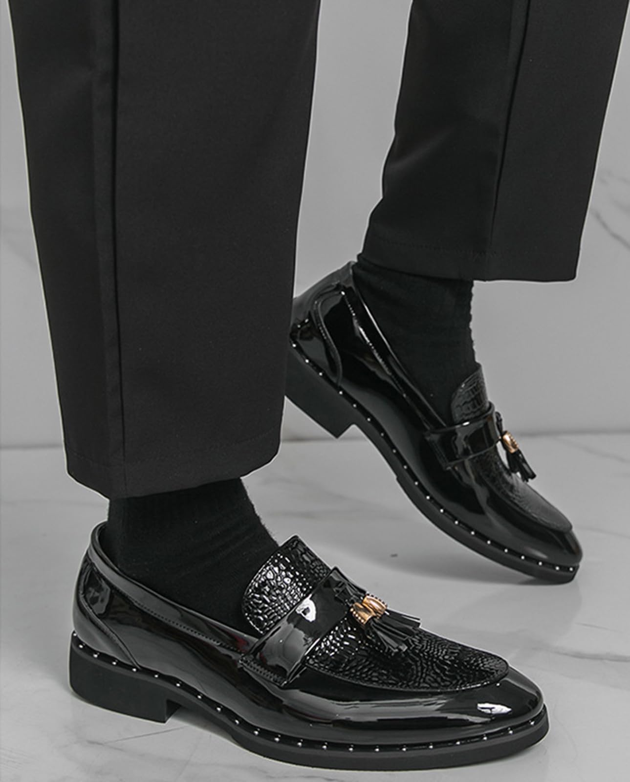 Mocassini Uomo in Vernice con Nappe Scarpe Eleganti