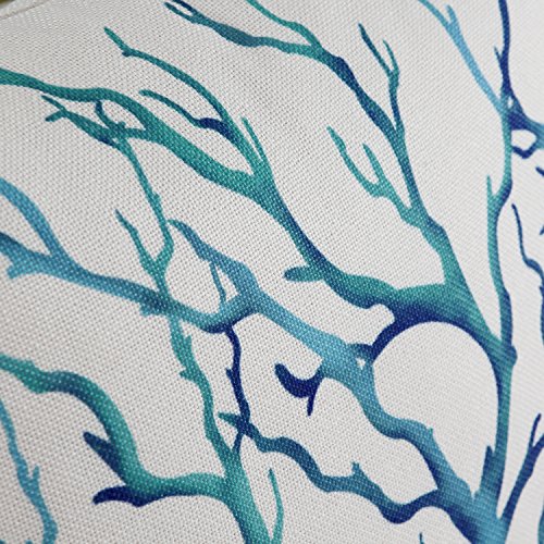 CaliTime Canvas Throw Pillow Cover Shell for Couch Sofa Home Decoration Aquarelle Painting Print 18 X 18 Inches Sea Coral Tree Blue Teal - Image 6