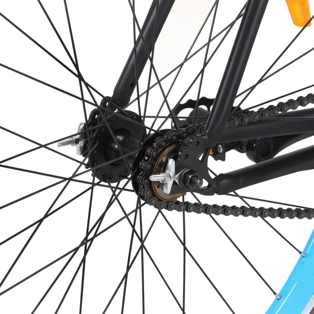 Bicicletta a scatto fisso, colore nero e blu, 700c, 51 cm