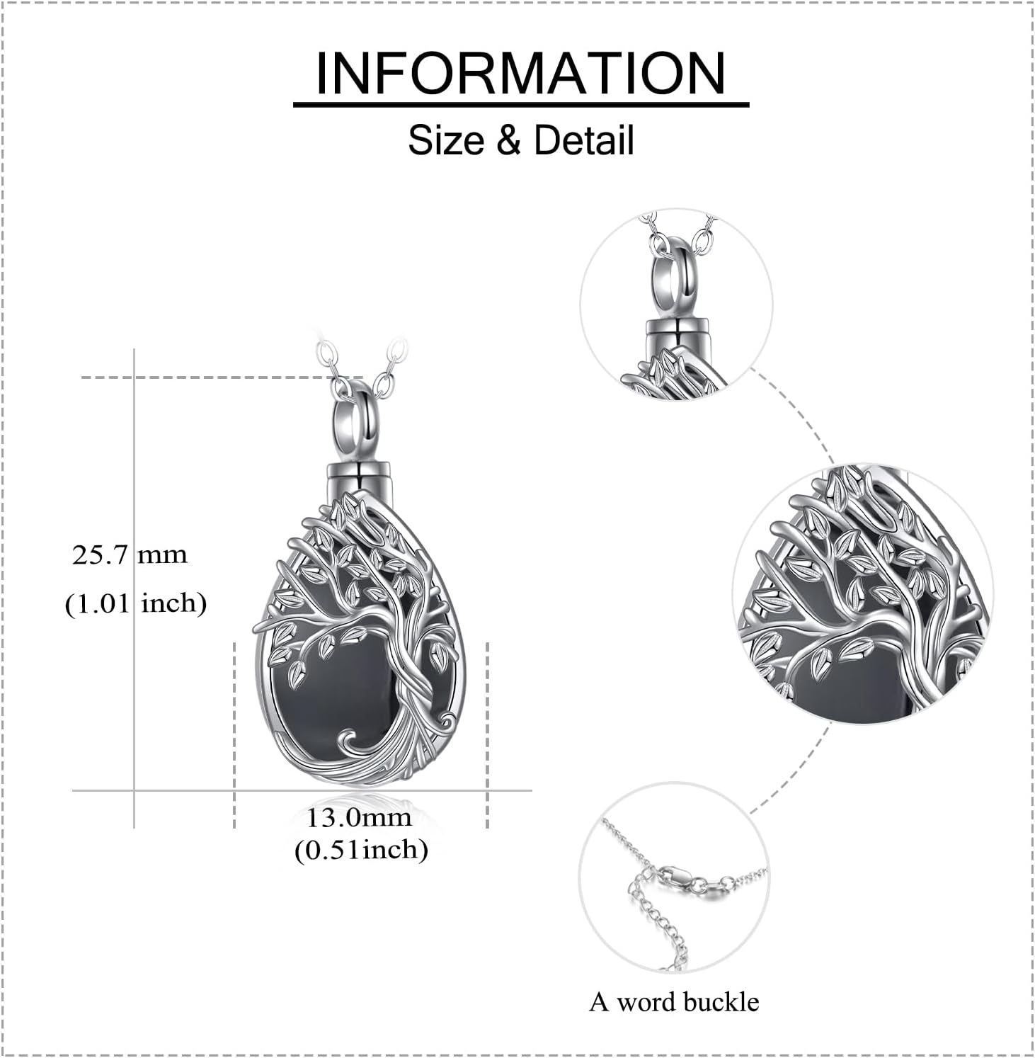 ONEFINITY Tree of Life Urn Necklaces for Ashes 925 Sterling Silver Tree of Life Crystal Cremation Jewelry for Ashes Memory Jewelry for Women Men - Image 4