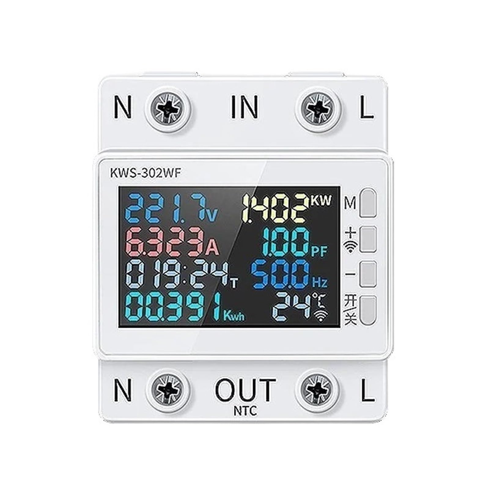 Tuya WiFi 8in1 Misuratore Di Potenza 2P AC Contatore Di Energia APP Controllo 170-270V/63A Misuratore Di Tensione E Corrente Misuratore Di Elettricità Vita Intelligente(KWS-302WF)