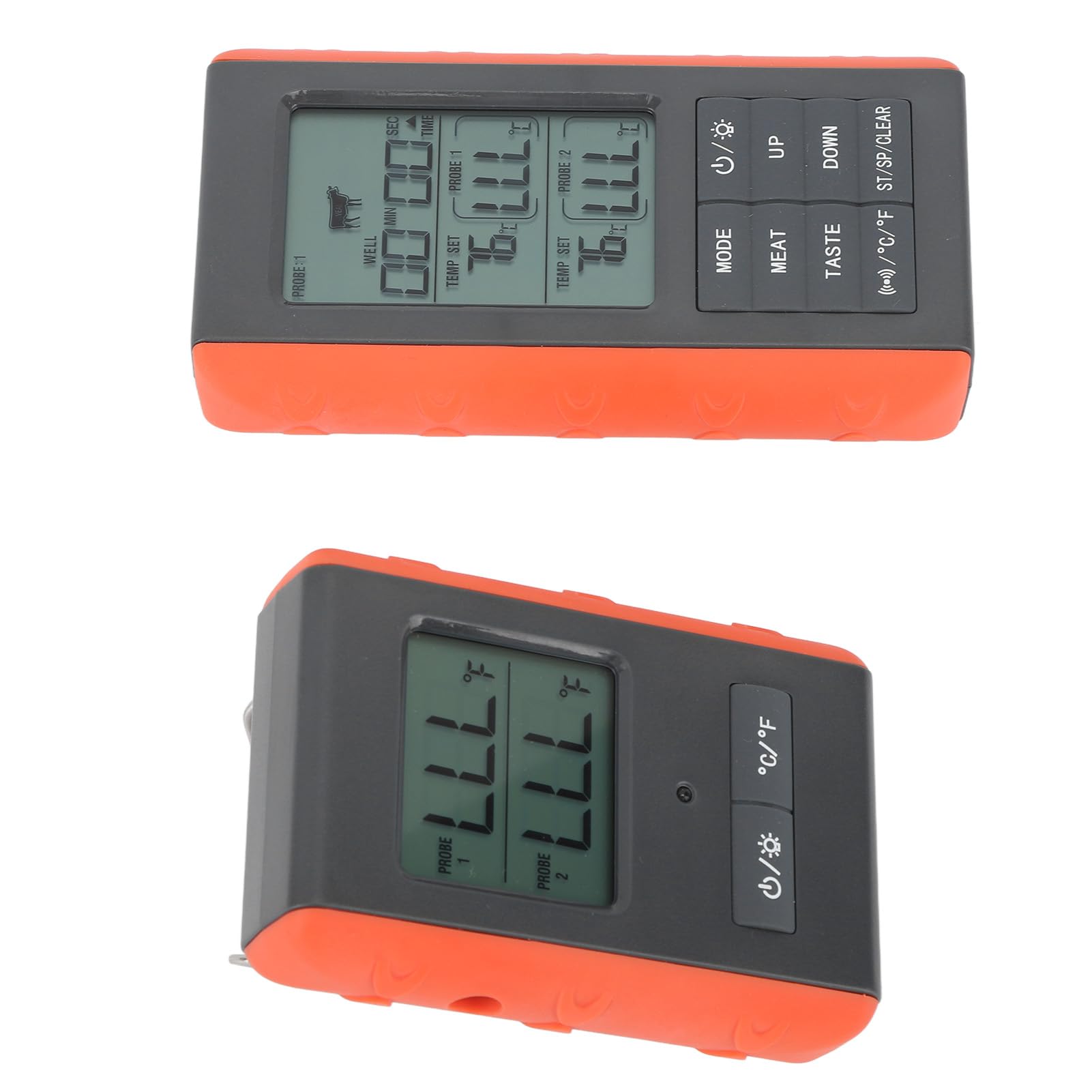 Termómetro inalámbrico para barbacoa con doble sonda para cocinar carne, alarma de temperatura, pantalla digital HTN