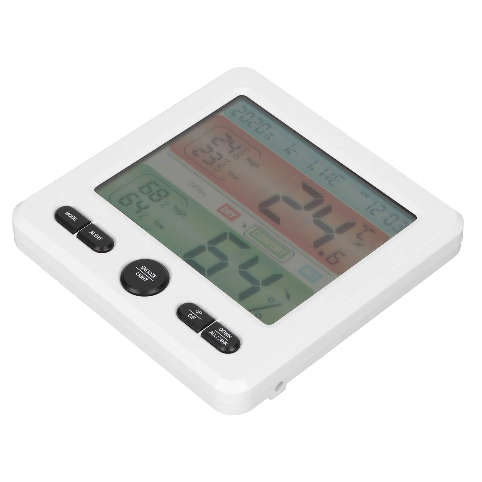 Digital Color Screen Temperature and Humidity Meter Indoor Thermometer Hygrometer Clock (White)