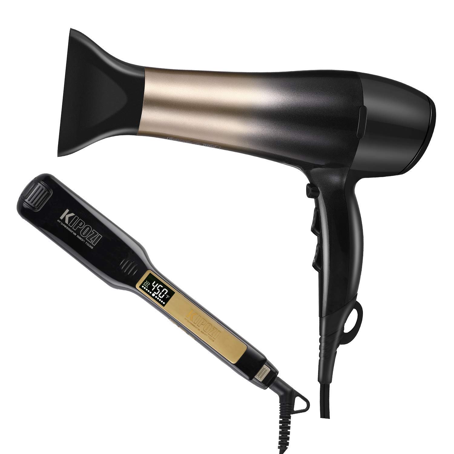Amazon.com: KIPOZI Secador de pelo profesional ligero 1875 W con difusor y  1.75 pulgadas de titanio plancha alisador de pelo Bundle : Belleza y  Cuidado Personal