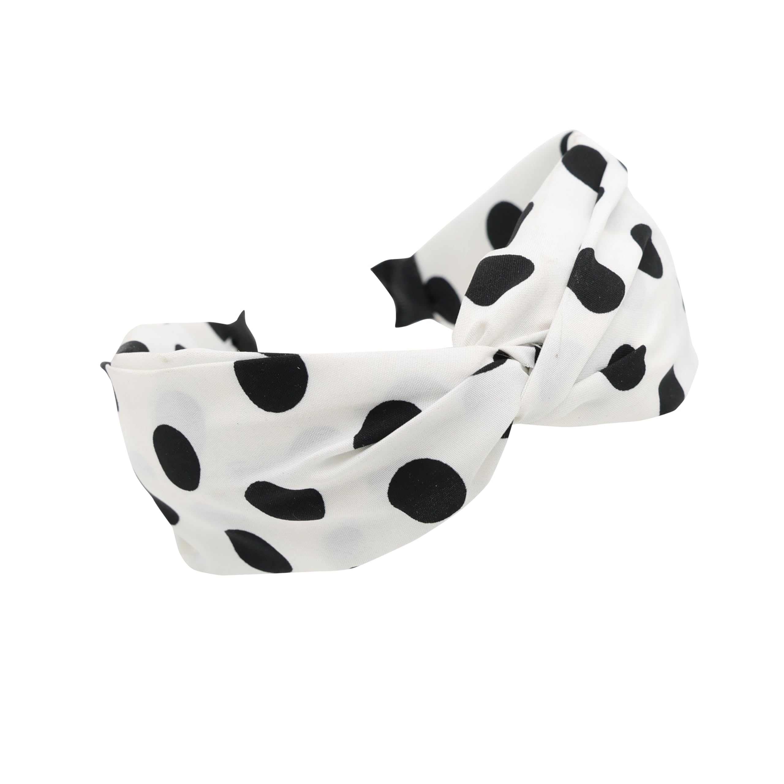 Polka Dot Headbands for Women Knotted Headbands for Girls Cute Top Knot Head Bands for Women's Hair Non Slip Fashion Hair Accessories for Women Girls (White, Medium)