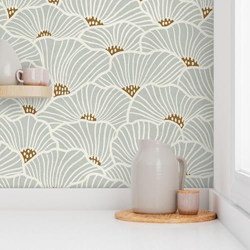 Miniatura 8 de Spoonflower Muestro de papel tapiz extraíble - Flores neutras modernas líneas geométricas suaves costeras a gran escala papel pintado prepegado