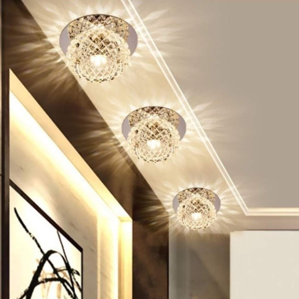 Modern 5W LED Crystal Ceiling Light Dimmable Chandelier for Bedroom Hallway Foyer, Warm White/White Light - Image 4
