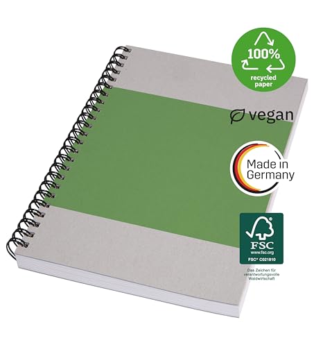 Sigel SN800 Spiral Notepad A5 Blank Recycled Paper Notepad High Whiteness 160 Perforated Pages Cardboard Cover Quicknote
