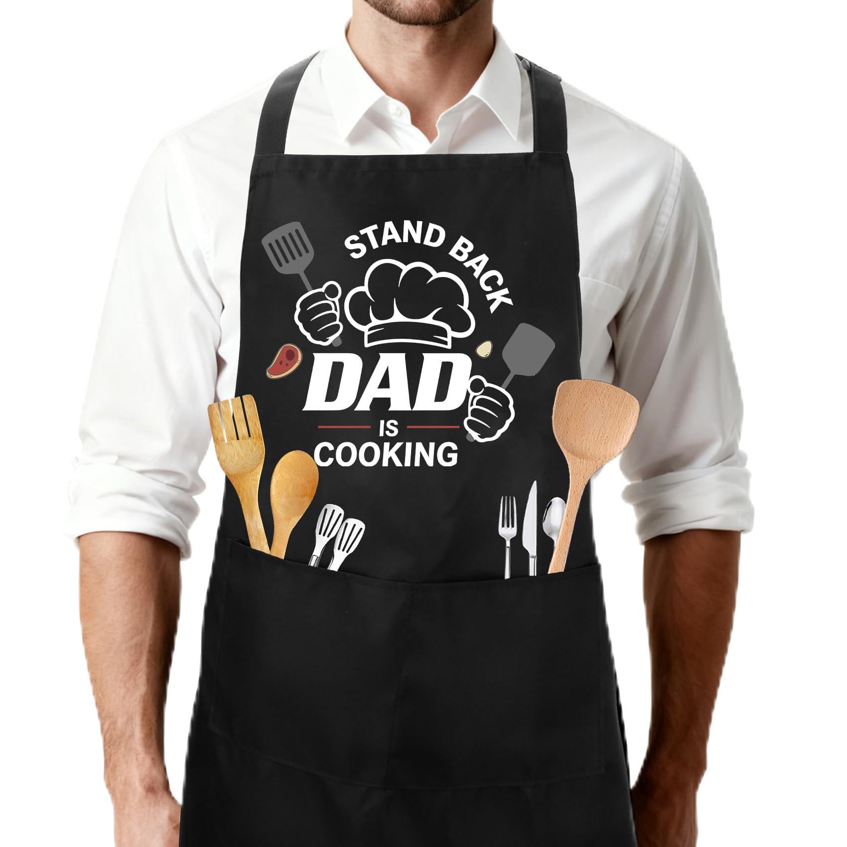 fuakUip Dad Gifts,Fathers Day Gift,Daddy Gifts from Daughter Son,Dad Aprons for Cooking,Ideas Daddy to Be Christmas Birthday Gift,Funny Black Waterproof BBQ Apron with Pockets,Chef Presents for Men — image 1