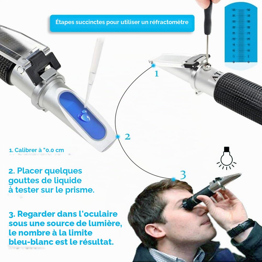 Salinity Réfractomètre de Mesure de salinité pour Aquariums d'eau de mer et d'eau Marine 0-100 PPT avec Compensation Automatique de la température